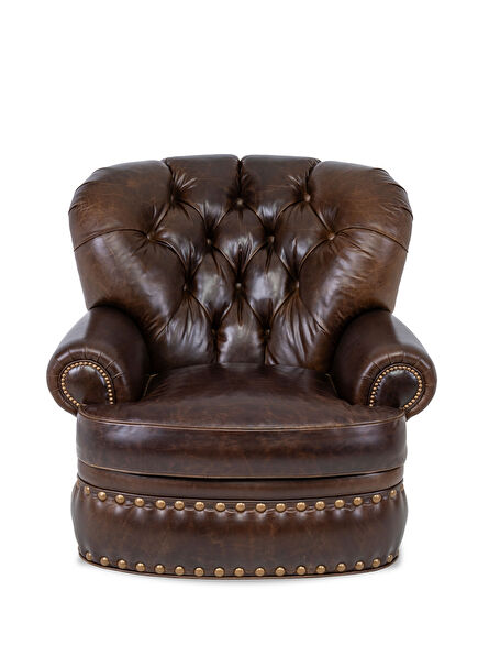 Dorset Swivel Brown Leather Swivel Chair
