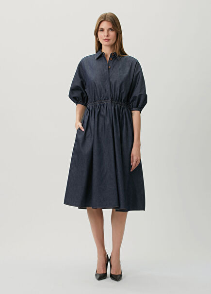 Navy Midi Denim Dress