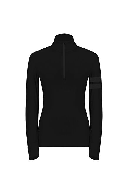 Turtleneck Wıth Black Half Zipper Women's Sports Body