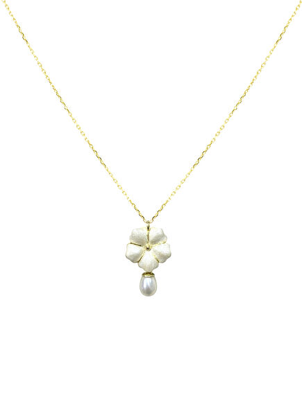 Bavella Mini Drop Pearl 24K Gold Plated 925 Sterling Silver Women's Necklace
