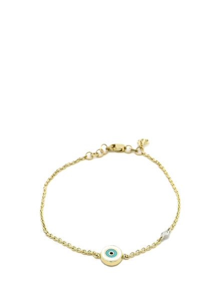 Evil Eyes Round Cut Women's Gold Bracelet