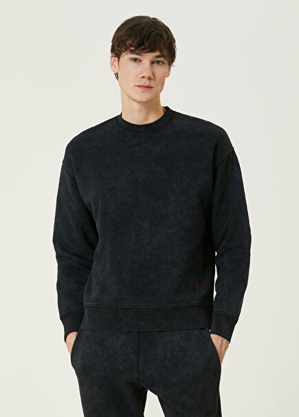 Sumi Siyah Yazı Nakışlı Sweatshirt