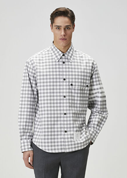 Gri Ekose Desenli Dış Gömlek