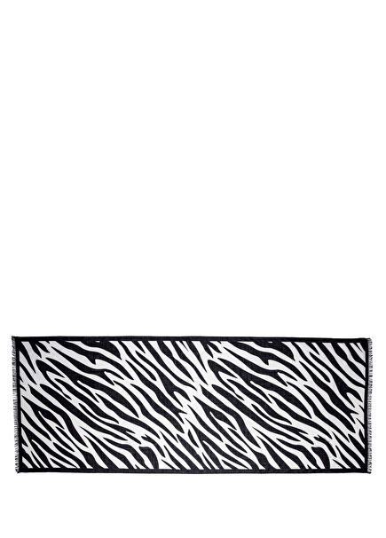 Zebra Print Wool Silk Long Scarf Kadın Eşarp