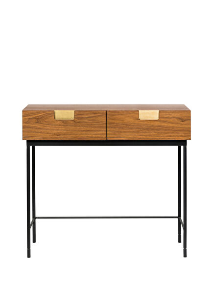 Thin 2 Drawer Walnut Dresser with Metal Legs