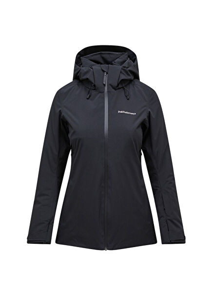 Anima Siyah Kapüşonlu Kadın Kayak Montu