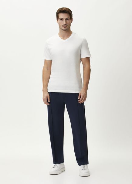 Navy Blue Ribbed Sweatpants