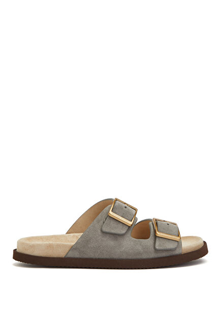Gray Boys' Suede Slippers