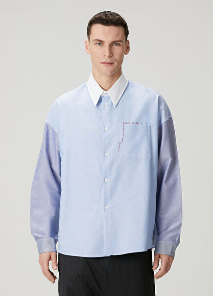 Mavi Logo Nakışlı Gömlek