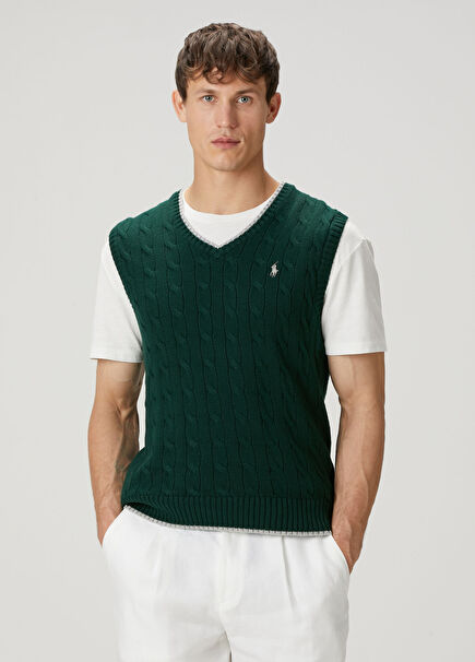 Yeşil V Yaka Süeter