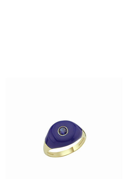 Navy Blue Stone Women's Gold Ring