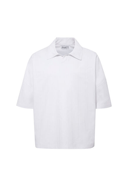 Feel Complete Beyaz Oversize Dirsek Boy Kol Erkek Gömlek