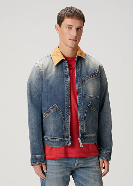 Blue Collar Insert Detailed Denim Jacket