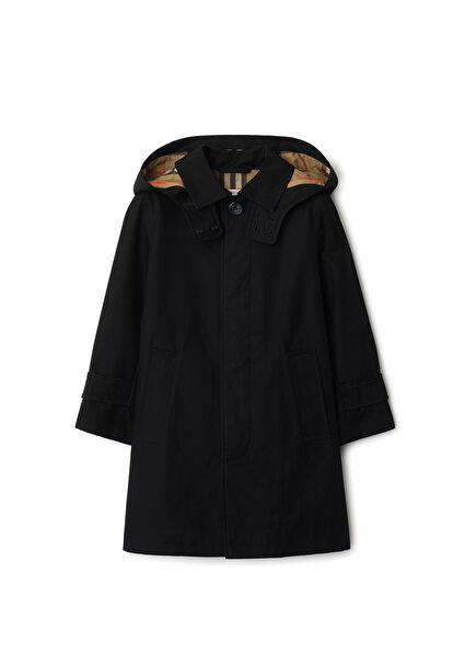 Black Cotton Unisex Kids Coat