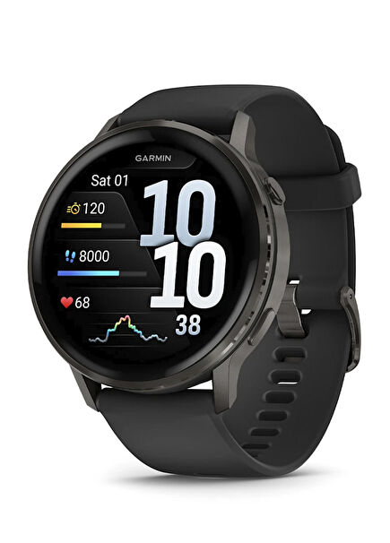 Venu 4 45 mm Siyah Silikon Kayışlı Akıllı Saat