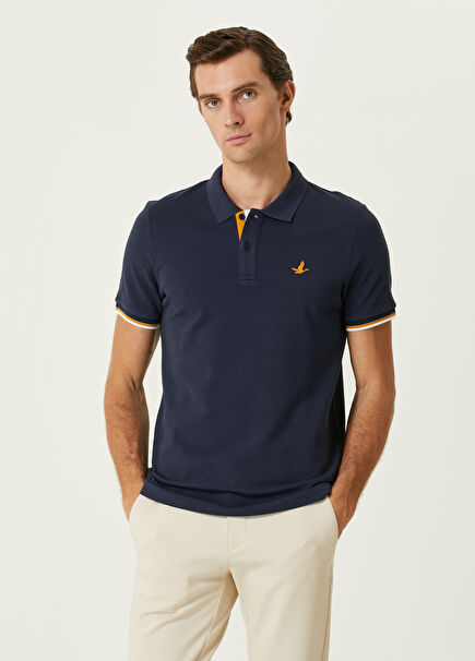Comfort Fit Mustard Navy Blue Polo T-shirt