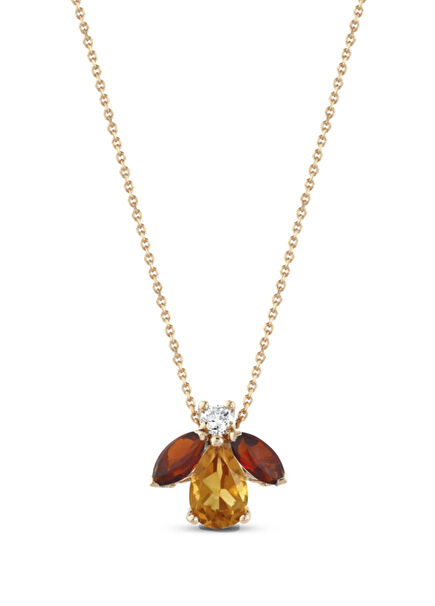 Queen Bee Maya Citrine Garnet Gold Necklace
