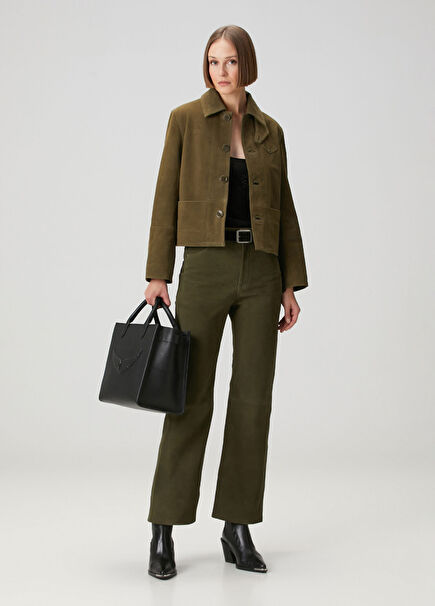 Evy Haki Süet Pantolon