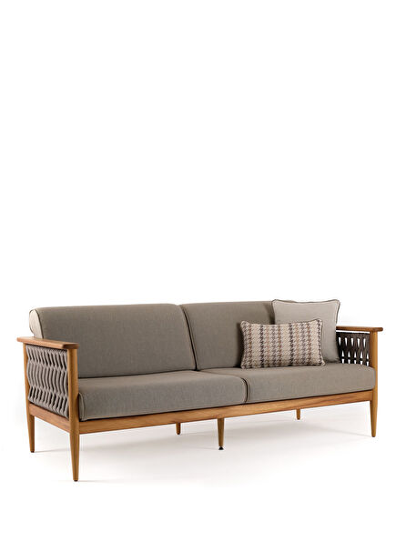 Girift Gri Iroko Üçlü Bahçe Koltuğu