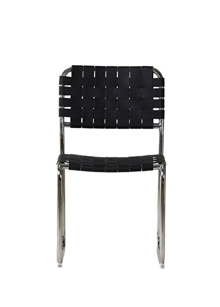Monk Black Leather Dining Room Chair
