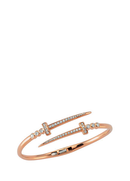 Sword Full Pırlanta Çift Kelepçe Altın Bileklik