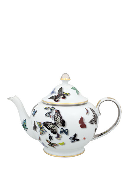 Butterfly Parade Beyaz Porselen Demlik