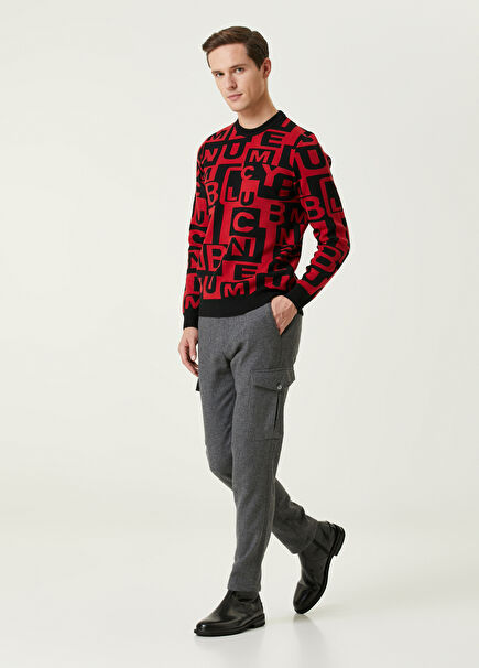 Grey Wool Flannel Cargo Trousers