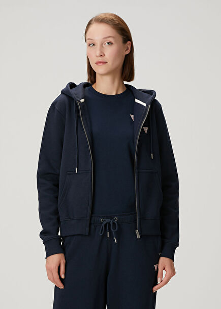 Navy Blue Zippered Hoodie