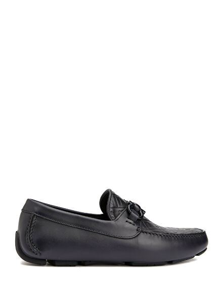Navy Blue Men's Leather Driver