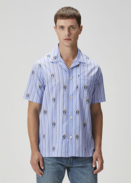 Blue Stripe Patterned Pajama Top