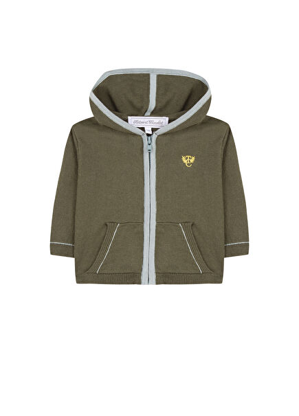 Haki Kapüşonlu Erkek Çocuk Hırka