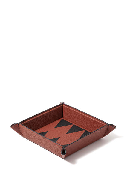 Vide Poche Backgammon Tobacco Leather Tray