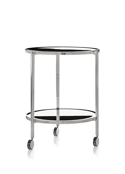 Tombour Aluminum Wheeled Side Table