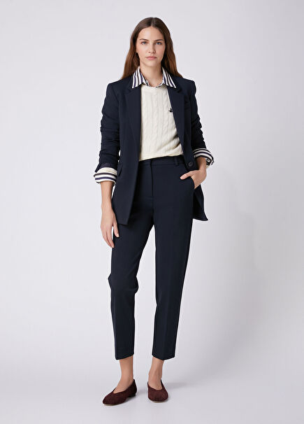 Navy Blue Skinny Leg Trousers