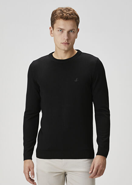 Black Logo Embroidered Sweater