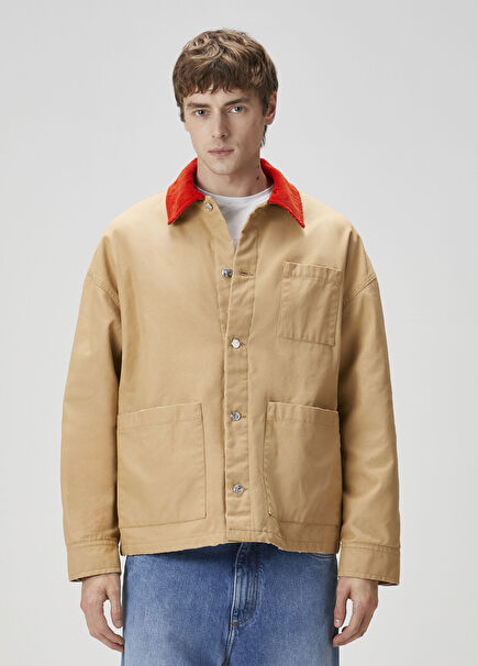 Kamel Yakası Kadife Garnili Mont