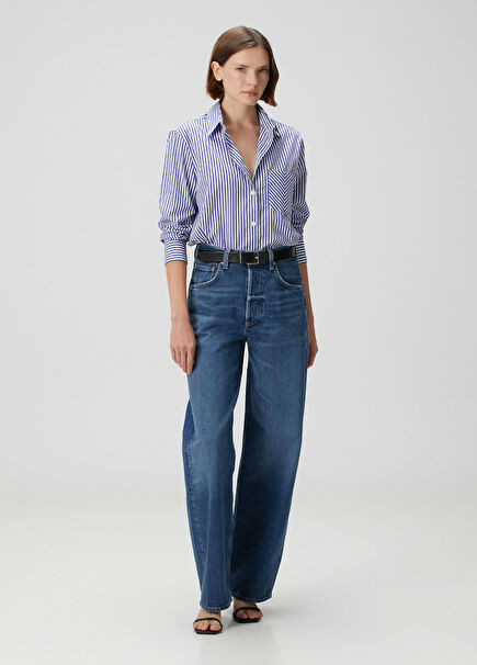 Ayla Baggy Lacivert Jean Pantolon