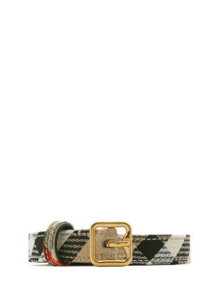 Thin Check B Beige Women's Belt