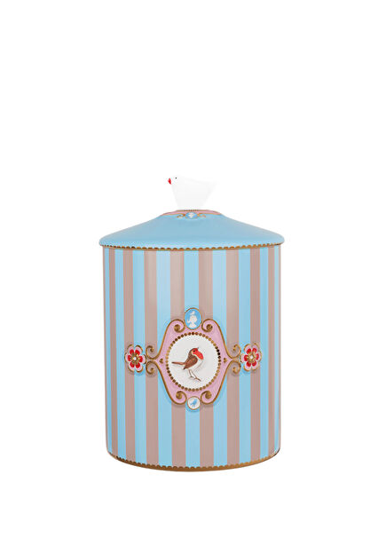 Love Birds Mavi Haki Porselen Saklama Kabı