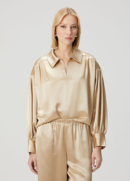 Leonora Bej Saten Bluz