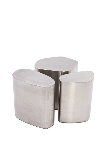 Sleek Satin Metal Coffee Table Set