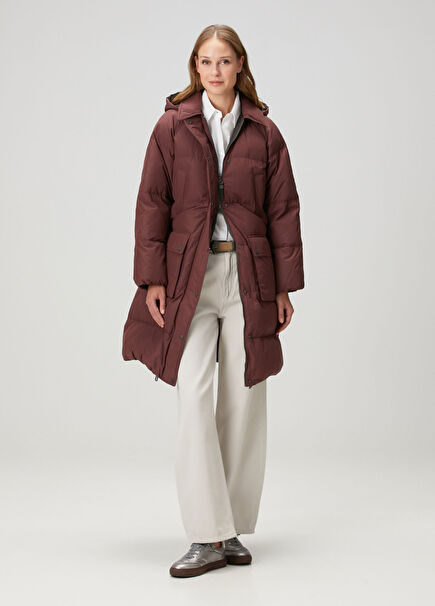 Burgundy Hooded Coat