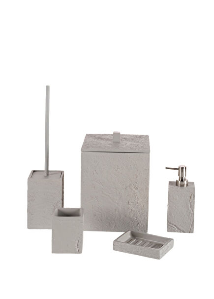 Terra Grey Polyresin 5-Piece Bathroom Set