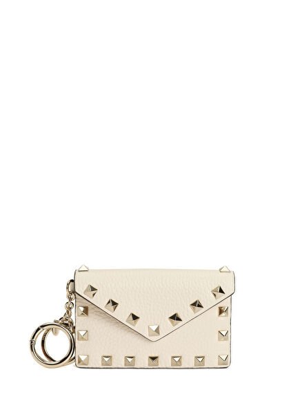 Rockstud Ekru Deri Çanta Aksesuarı
