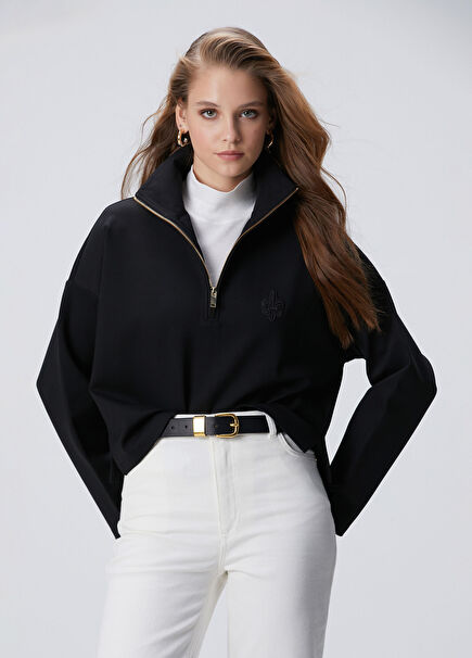 Black Patched Sweatshirt