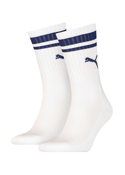Crew Heritage White Blue 2-Pack Striped Unisex Sports Socks