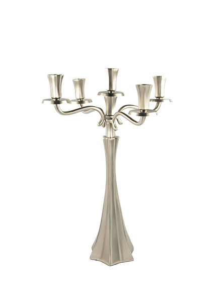 5-Arm Metal Silver Candlestick