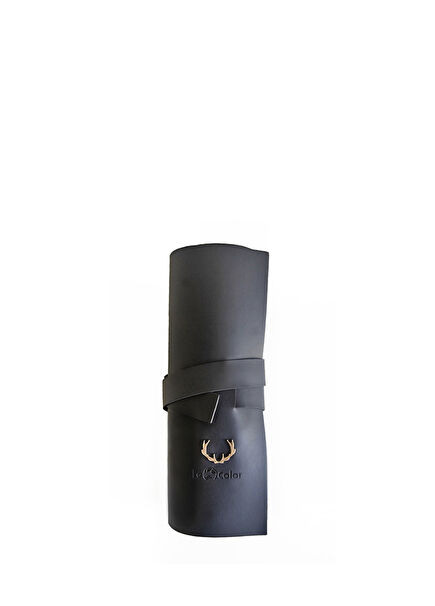 Multi-Purpose Black Leather Roll Pencil Case