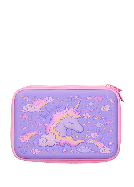 Eclipse Lila Unicorn Desenli Kız Çocuk Kalem Kutusu