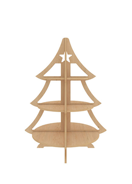 Natural Birch Wood 3 Shelf Christmas Tree